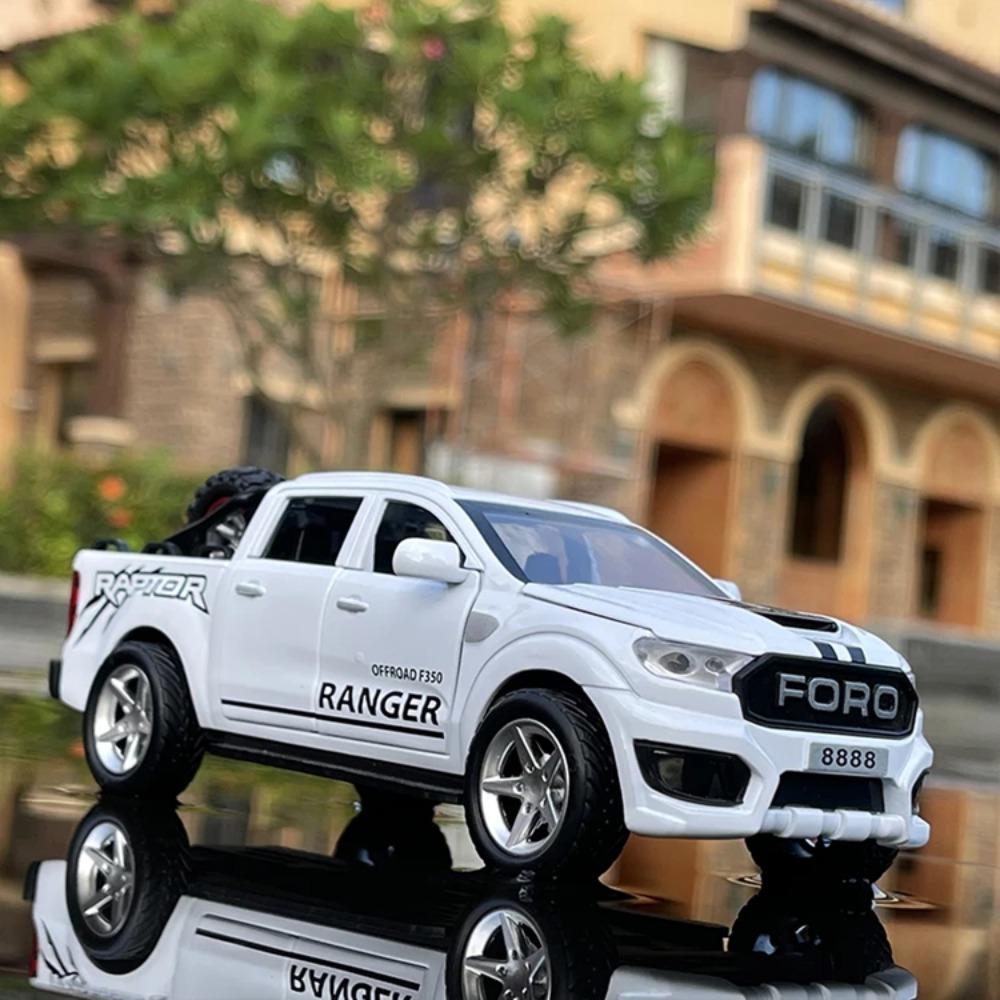 1/32 Ford Raptor F350 Pickup Alloy Car Model Diecast Metal Off-road Vehicles Car Model Simulation Sound and Light Kids Toys Gift