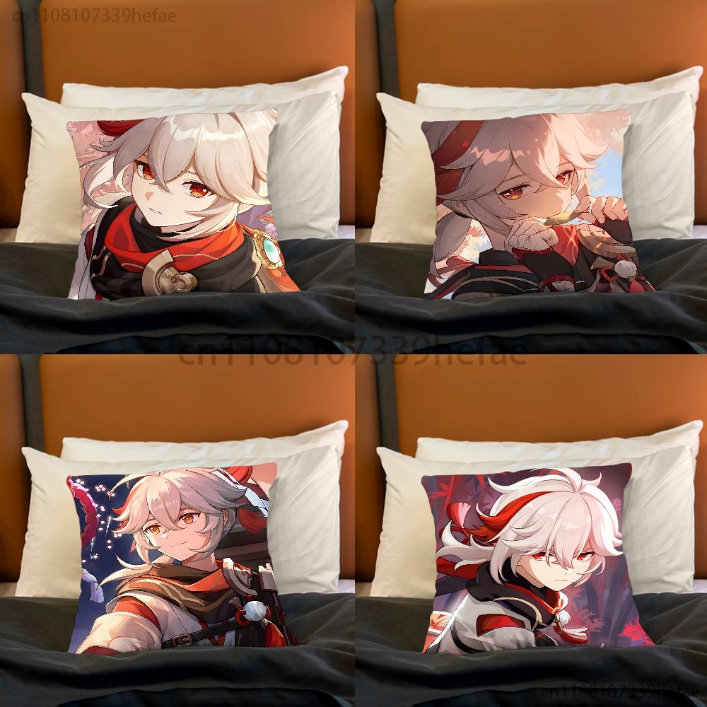 Kazuha Genshin Impact Print Polyester Pillow Case for Valentine Gift Home Sofa Cushion Cover Decoration Custom