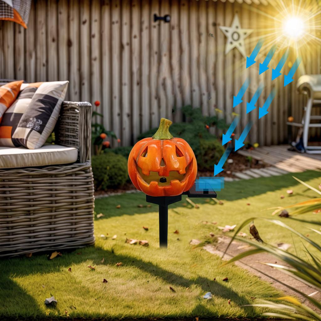 1-2PCS Solar Pumpkin Lantern for Halloween Decoration Decorative Jack O Lantern Stake Lights for Courtyards Terraces Gardens