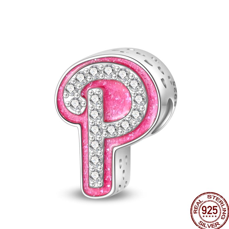 Copper Pink 26 Letters Valentine'S Day Gift Beads Suitable For Pan Original Bracelet Diy Birthday