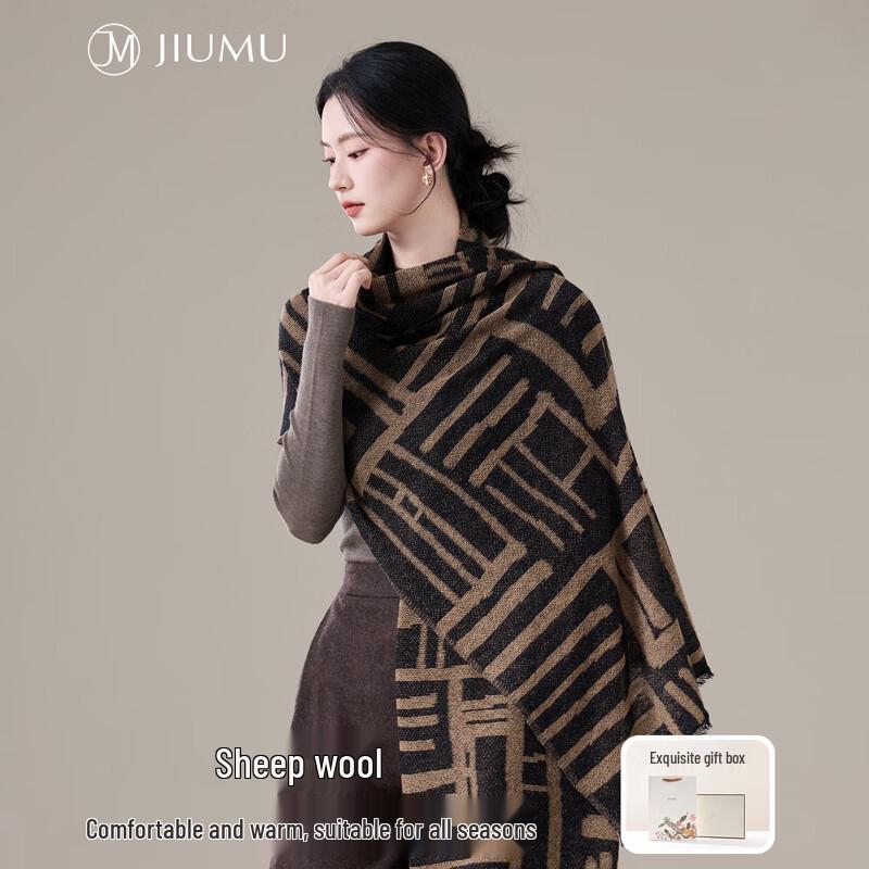 JIUMU Pure Wool All-Season Scarf & Shawl