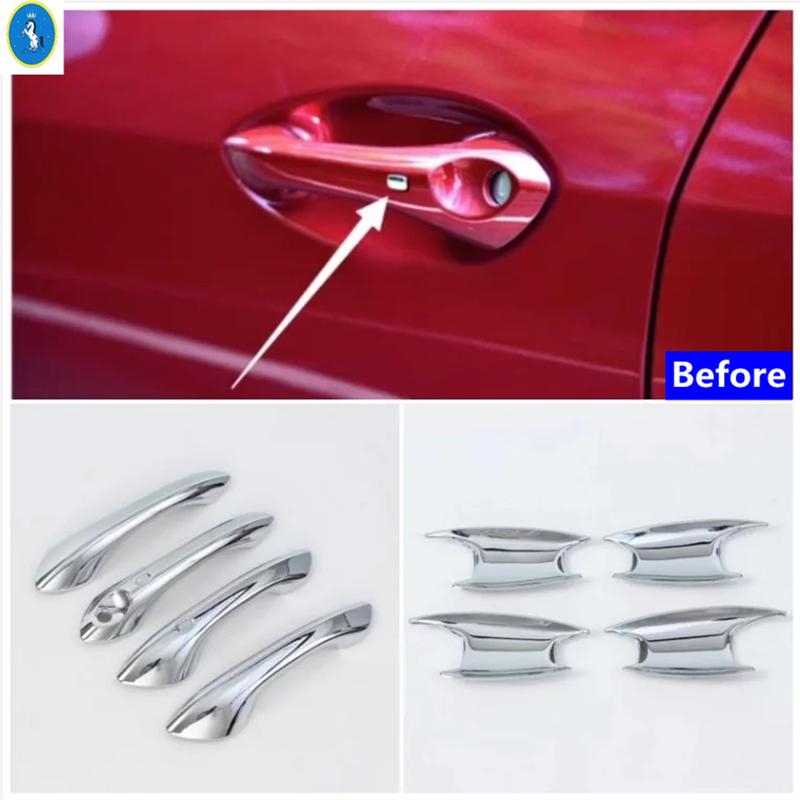 Side Door Handle / Door Handle Bowl Cover Trims For Chevrolet Tracker Trax  2024 Black/Carbon Fiber/Shiny Style Accessories