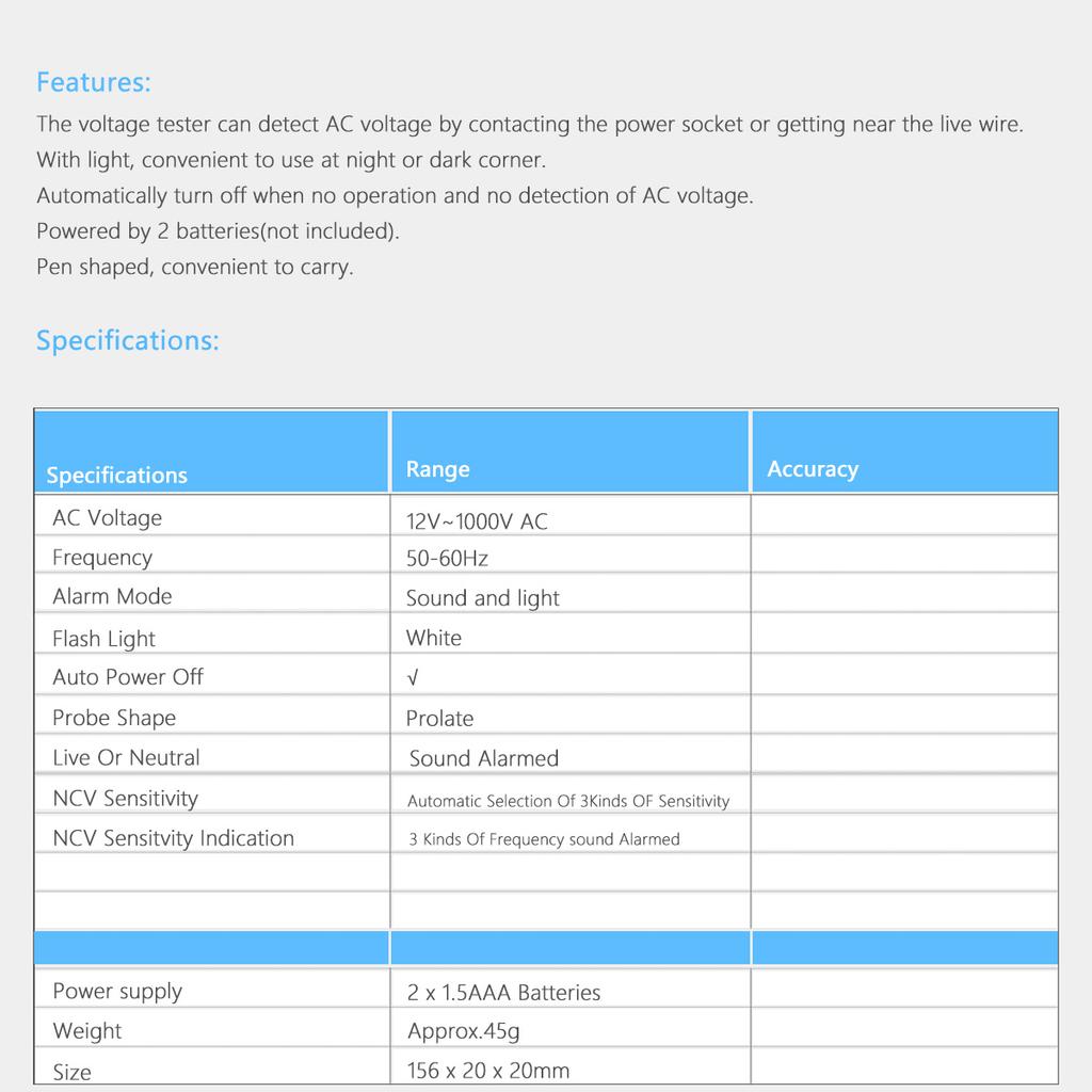 Smart Non-contact voltage detector BSIDE AVD05 pen test pencil Alarm meter Socket voltage check Pen Sensor Tester