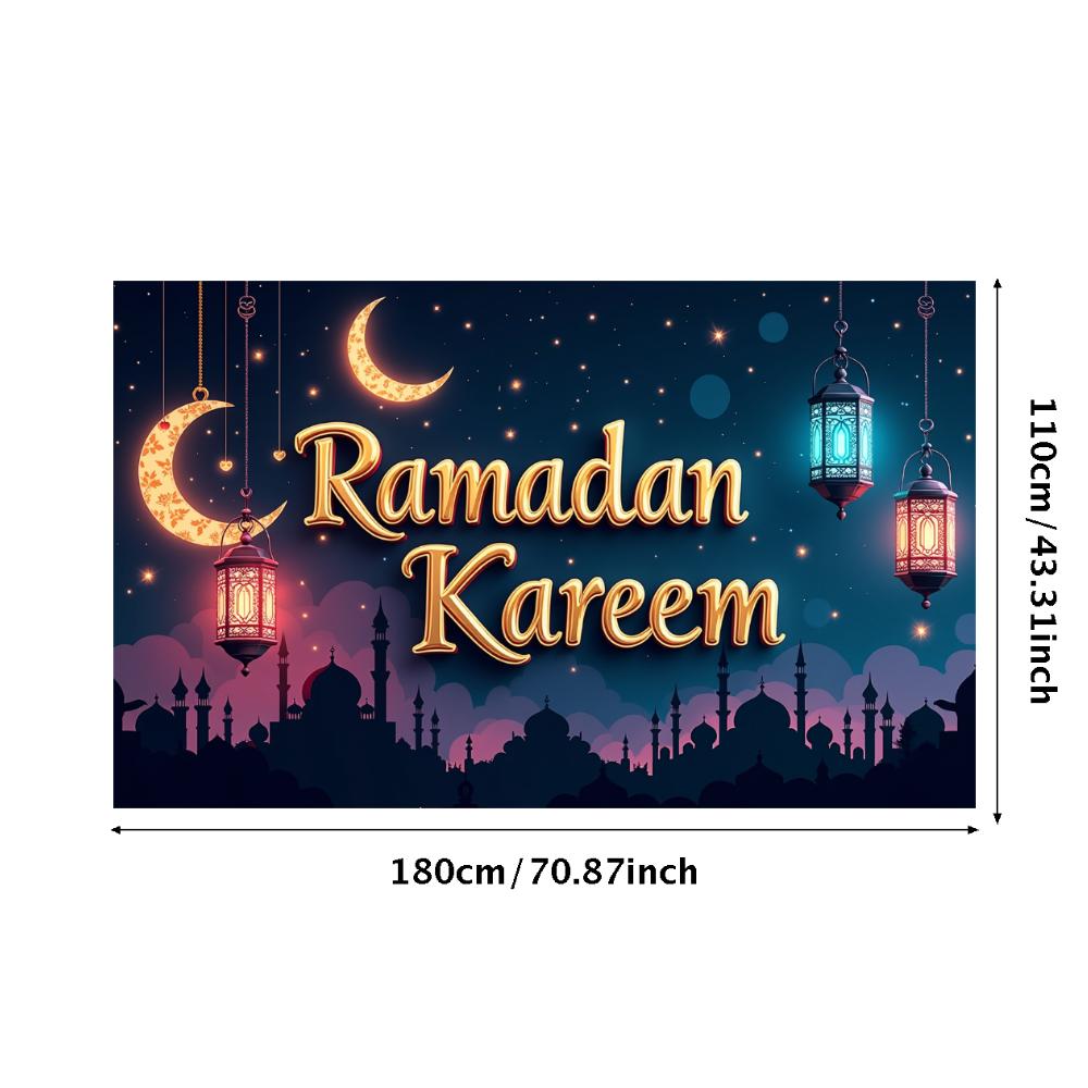 Bannière Ramadan Kareem Toile de fond Lanternes Lumières Décoratif Festival Fête Événement Célébration Graphique Décor Islamique Arrière-plan