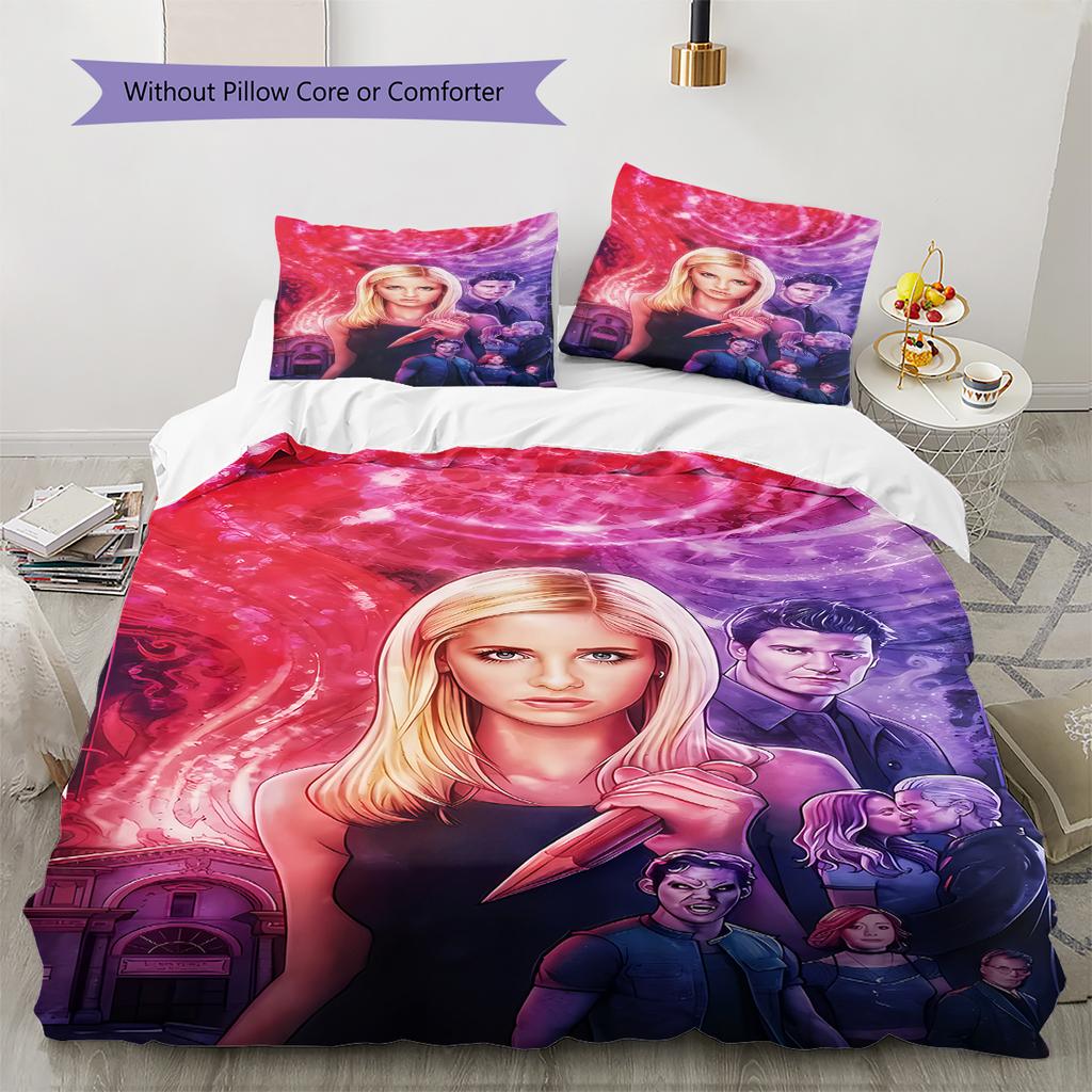 Biancheria da letto con motivo Buffy l'ammazzavampiri, Set copripiumino Copripiumino Federa Regalo di Compleanno per la Casa (1 * copripiumino + 2 * federa, senza nucleo)