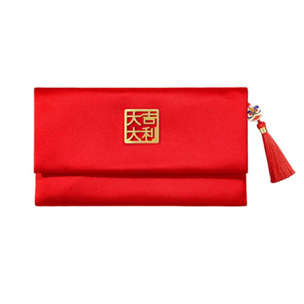 Chinese Style New Year Red Envelope Traditional with Tassel Wedding Money Pocket Bless Words HongBao Red Packet Spring Festival