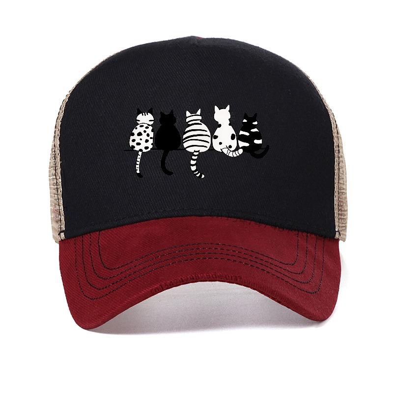 Cute four Cat Funny Baseball Cap Breathable Sun Protection Baseball Cap For Men Women Outdoor Adjustable Fit Caps Hat
