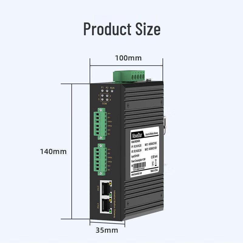 Yixing NS304GN Isolated 4-Channel RS485 to Ethernet Gateway (CN version)