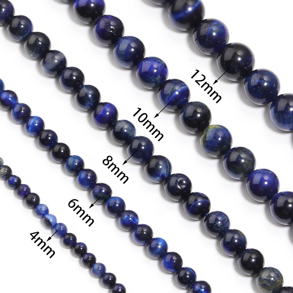 4 6 8 10 12mm Natural Stone Lapis Lazuli Tiger Eye Beads Round Loose Beads For Jewelry Making DIY Bracelets Necklace Accessories