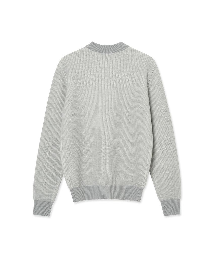 IOLO Two-Tone Ribbed Half Mock Neck_Light Gray
