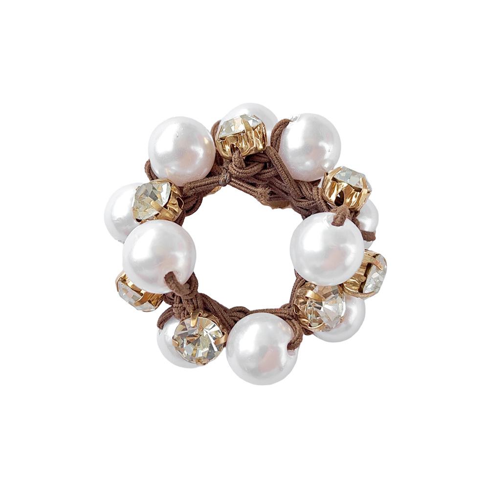 1pc/3pcs Fashion Hair Accessories Women's Pearl Hair Rope Coiled Hair Versatile Ponytail Ring Elastic Water Diamond Leather Band