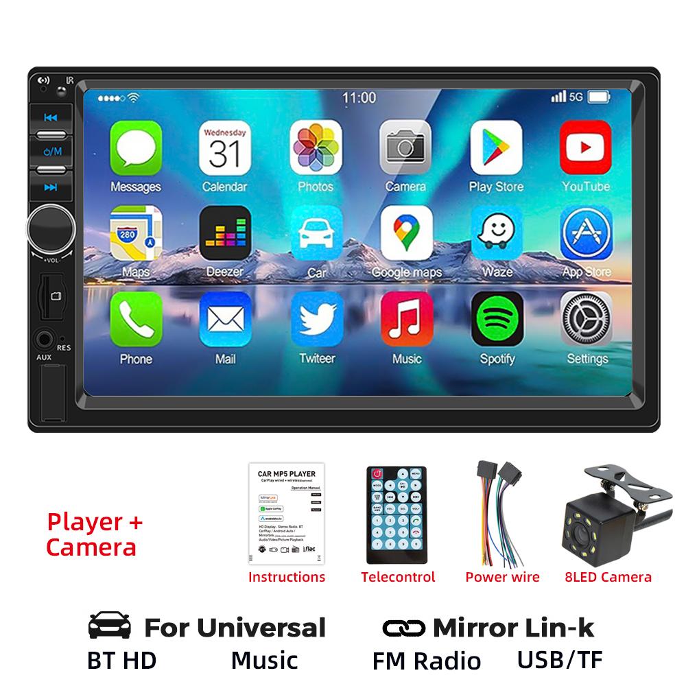 HIPPBQCC Car Radio 2Din 7 Inch Multimedia MP5 Steres Player Car Bluetooth Audio USB TF FM Mirror Link With Rear Camera Universal