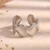 18K Gold Plated Shell Ring - Adjustable Stainless Steel, European & American Resort Style