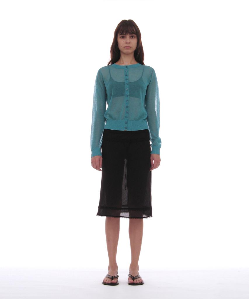 Partimento Woman Pwc Lace Trim Overlay Midi Skirt_Black