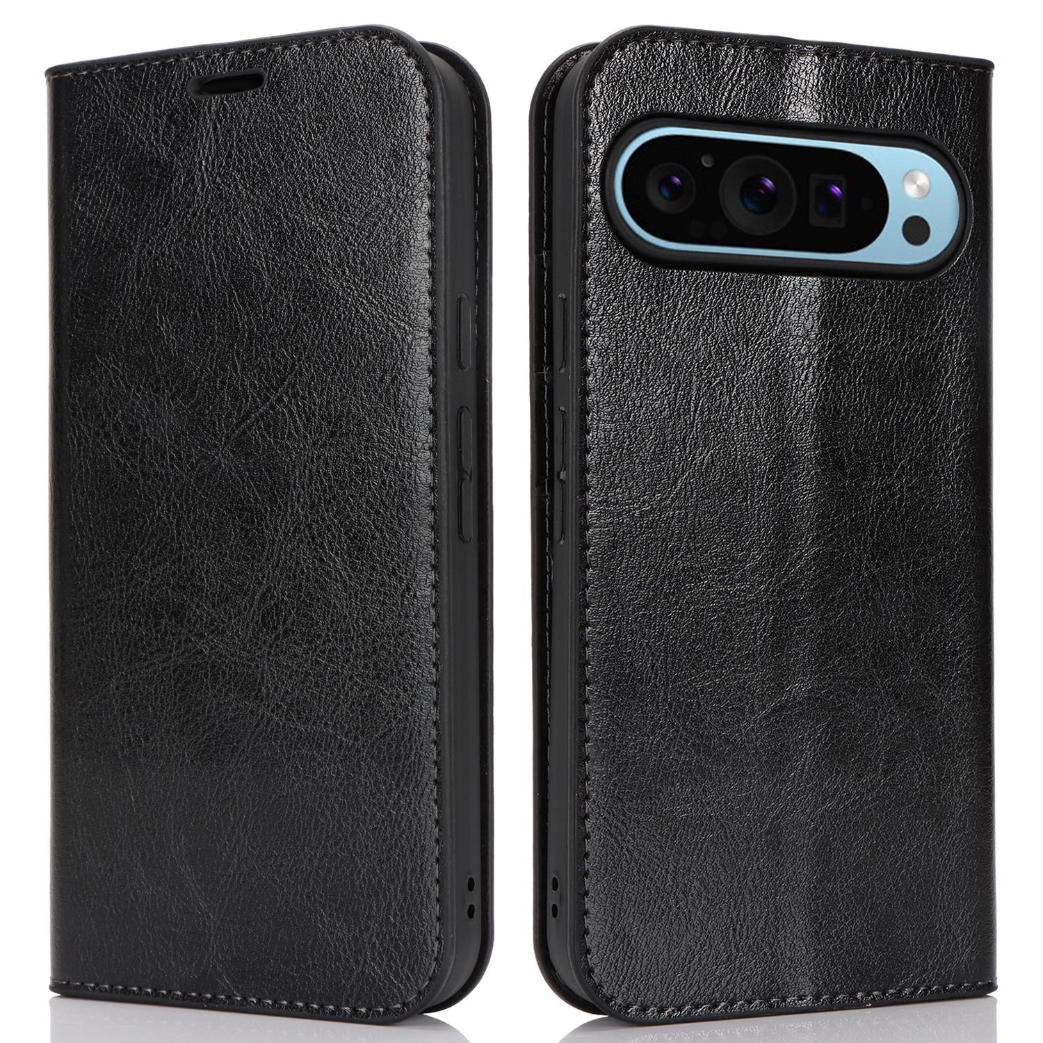 

Для Google Pixel 9 Pro XL чехол Crazy Horse Texture Split Leather Wallet Phone Cover Black