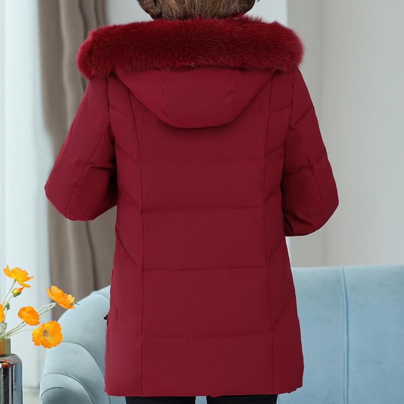 Real Fur Collar Middle Age Women's Down Coats Winter Vintage Parkas Plus Size Elegant Thick Warm Down Jackets Woman Outerwears