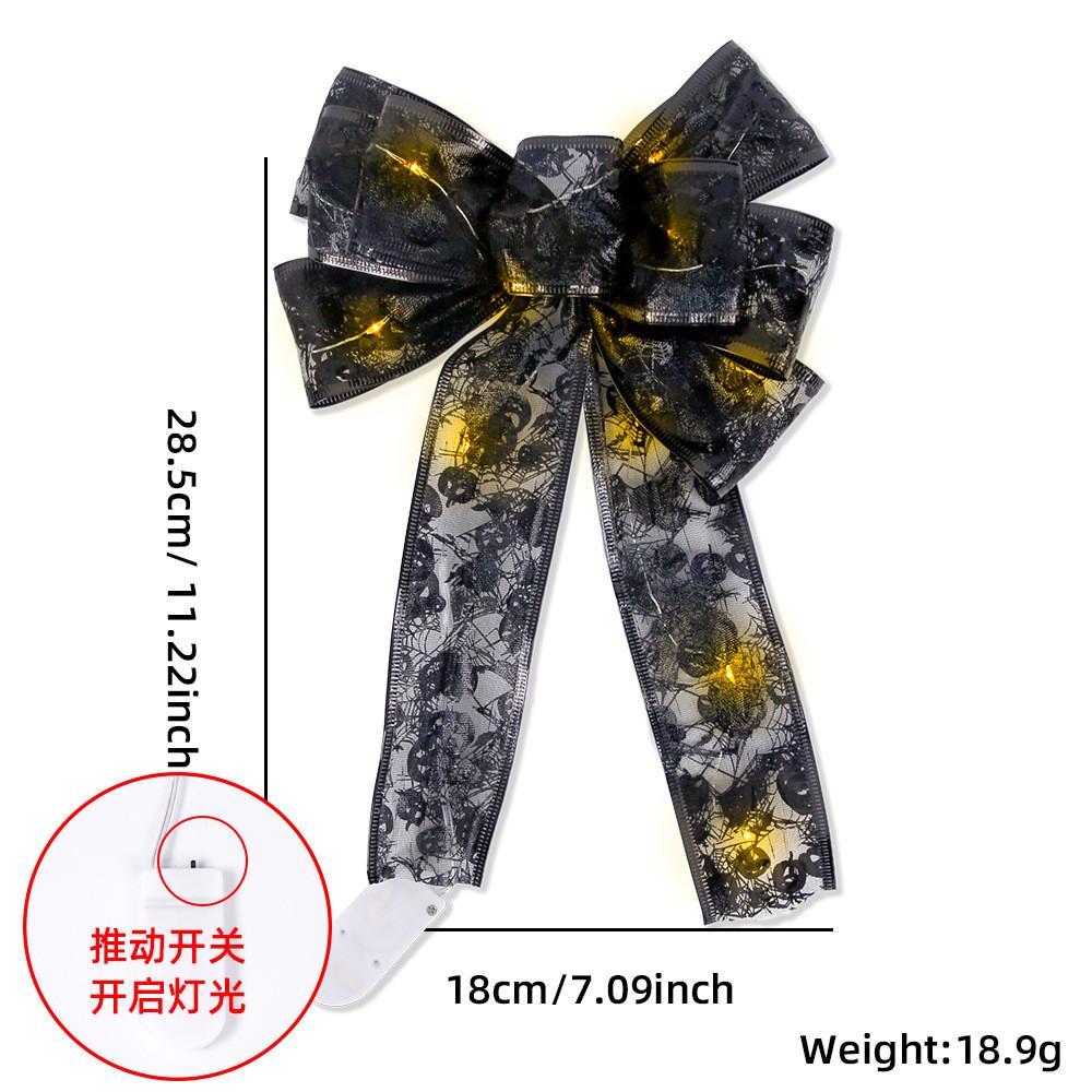 Halloween Stunning Bow Decoration With Glowing Skeleton And Pumpkin Designs For Parties Festive