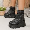 Fashion 2025 New Designer Women Punk Gothic Motorcycle Boots Platform Chunky High Heel Ankle Boots Ladies Comfortable Wedge Female Shoes