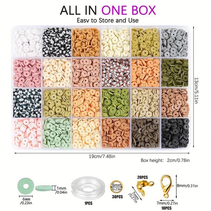 2400Pcs Polymer Clay Bead Treasure Making Bracelet Necklace Diy Jewelry, Soft Pottery Kit