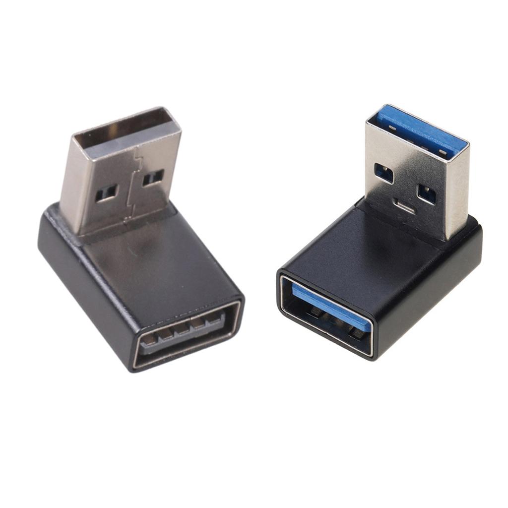 2Pcs Aluminum Alloy USB 3.0 Male to Female Elbow Adapter Extender Fast Speed Data 5Gbps Supported Extension Converter
