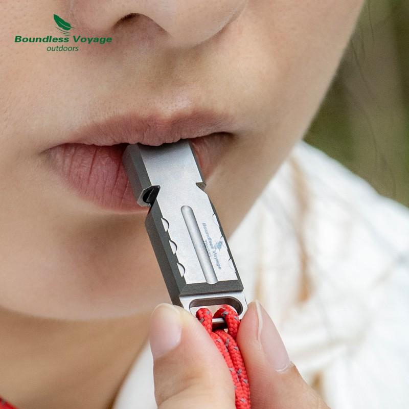 Titanium Dual-Port Survival Whistle Outdoor Emergency Hiking Camping Bird Training Waterproof Corrosion Resistant 120dB