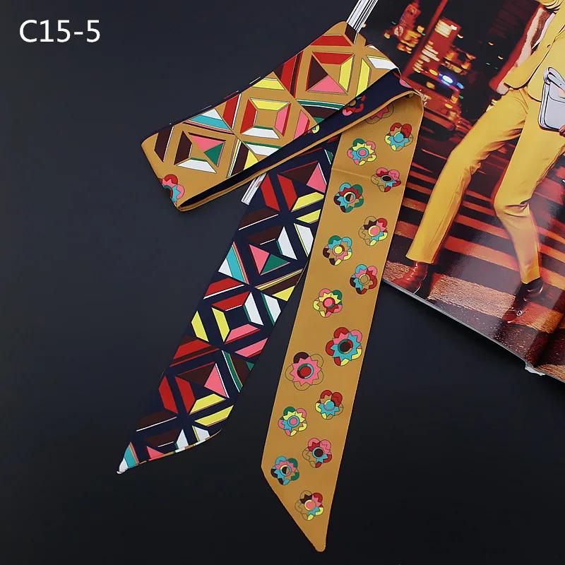 

2024 Spring Border New Geometric Diamond Small Flowers Women s Decorative Small Silk Scarf Bundle Bag Handle Ribbon Small Scarf имбирный