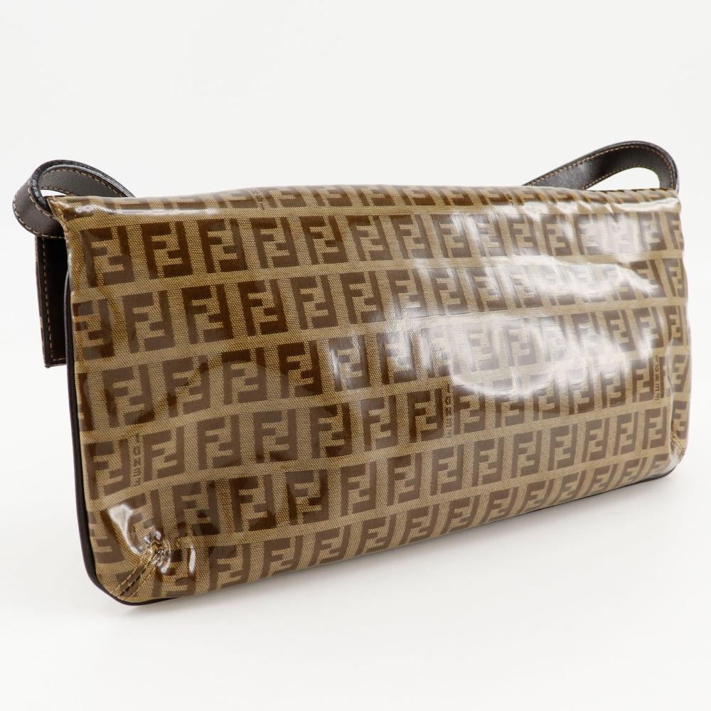 FENDI Mamma bucket Shoulder Bag Zucchino 2-way clutch Brown Plastics Women Used