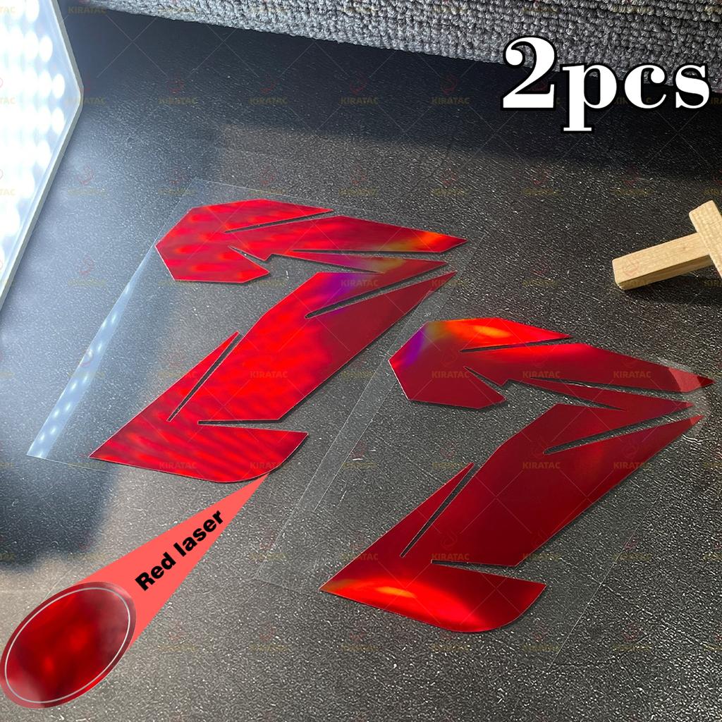 2 Stück Roter Laser Motorradnummer Aufkleber Wasserdicht für Motorradhelm Verkleidung Kraftstofftank Roller Karosserie Universelle Vinyl Aufkleber
