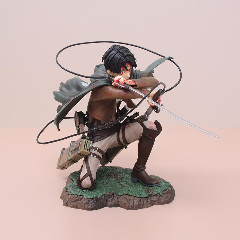 18CM Anime Figure Attack On Titan Levi Ackerman Fortitude Sword Detachable Model Toy PVC Special Edition Scene Bloody Battle
