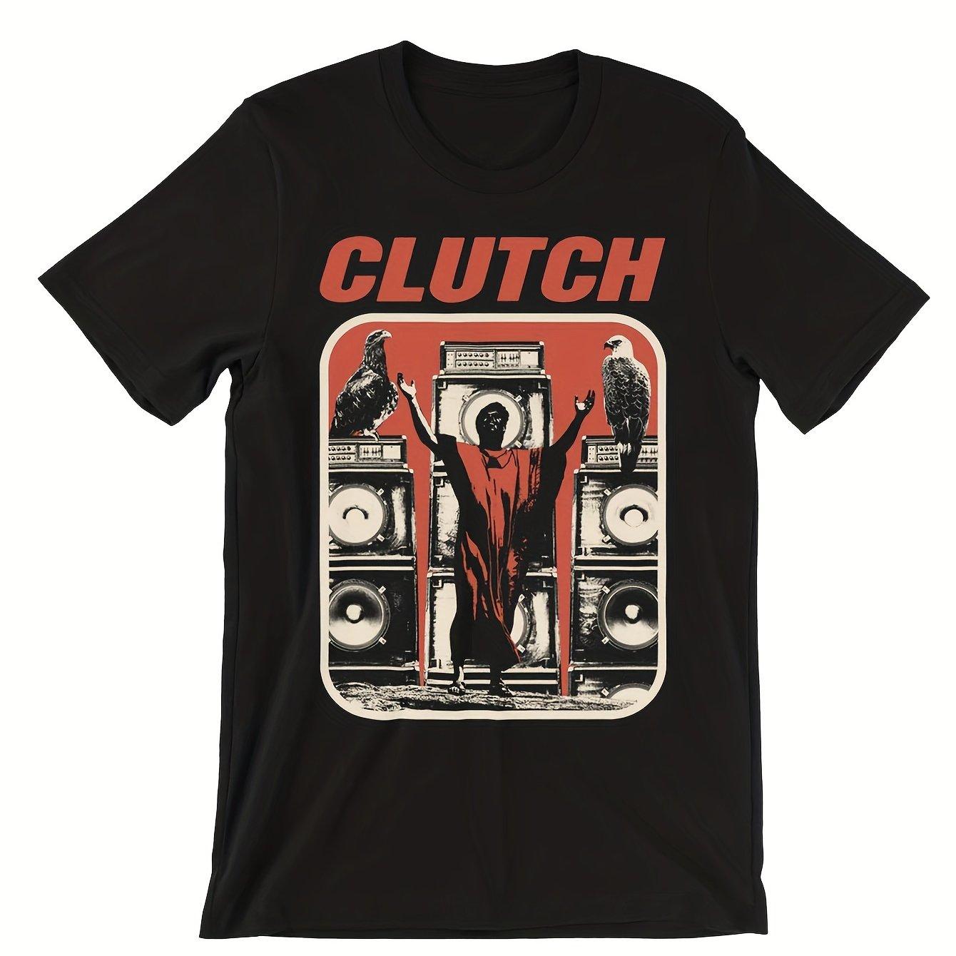 

VTG Clutch Rock Band Graphic T-Shirt Black Cotton Tee with Retro Audio Design All Sizes S-4XL Casual Round Neck S