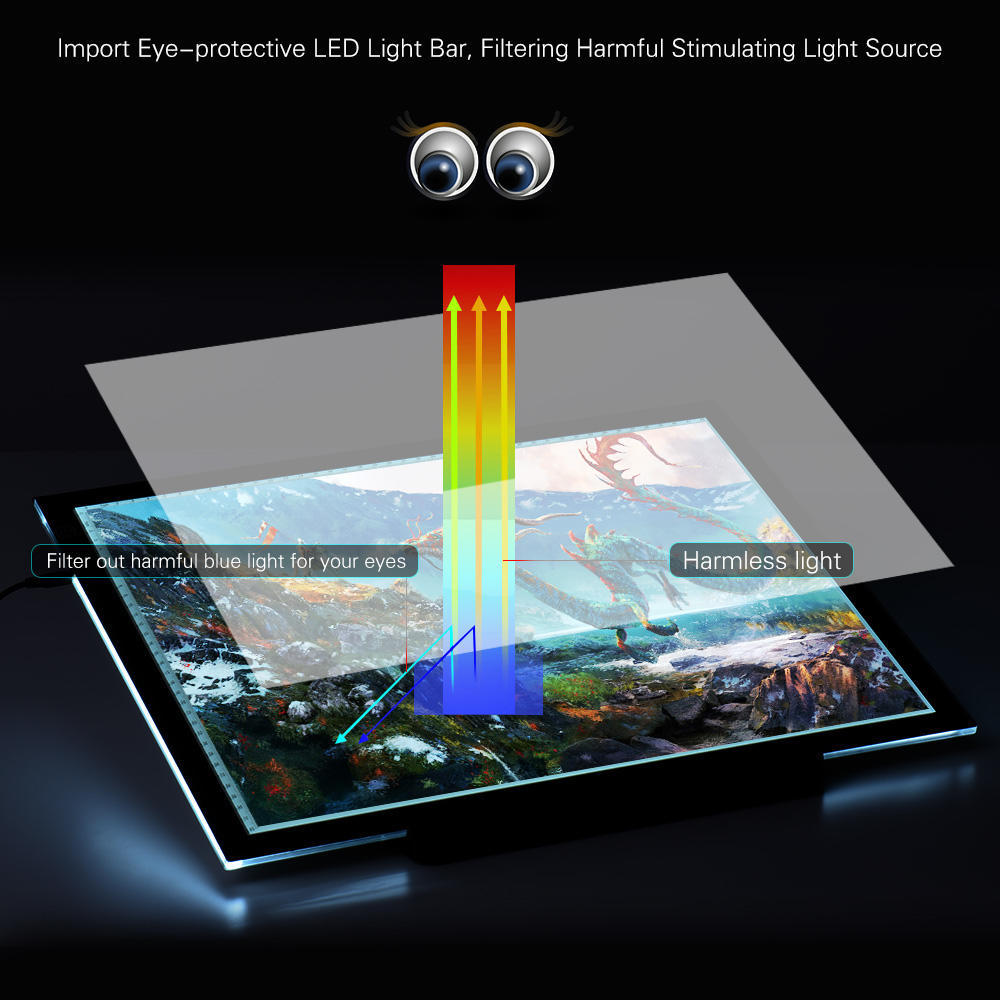A3 47 * 37cm 23.5 Inch LED Artist Stencil Board Tattoo Drawing Tracing Table Display Light Box Pad Intelligent Touch