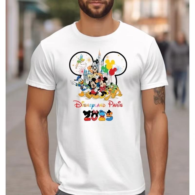 

Paris Trendy Casual 2025 Mickey Minnie Family Bell Travel Gift Summer High Quality Cotton TShirt S