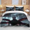 Neues Japan Tokyo Ghoul Bettwäscheset Kaneki Ken Anime Bettwäscheset Schwarz Weiß Bettbezugset Junge Heimtextil 3D Steppdecke Bettwäsche