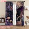2pcs, plane printing Pattern Curtains Mysterious Witch with Cat and Mushroom Durable Polyester (without rod) All Seasons Ldeal