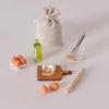 Miniature Kitchen Set: Rolling Pin, Flour Bag, Whisk, Eggs, Olive Oil for Dollhouse Scenes