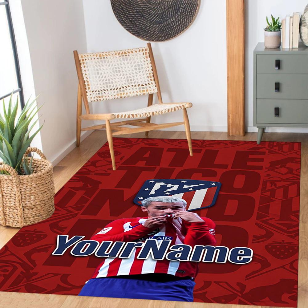 Atletico Madrid Personalized Name Area Rug Perfect for Dining Room Outdoor Hallway Study room Anti-slip Rug Office home decor