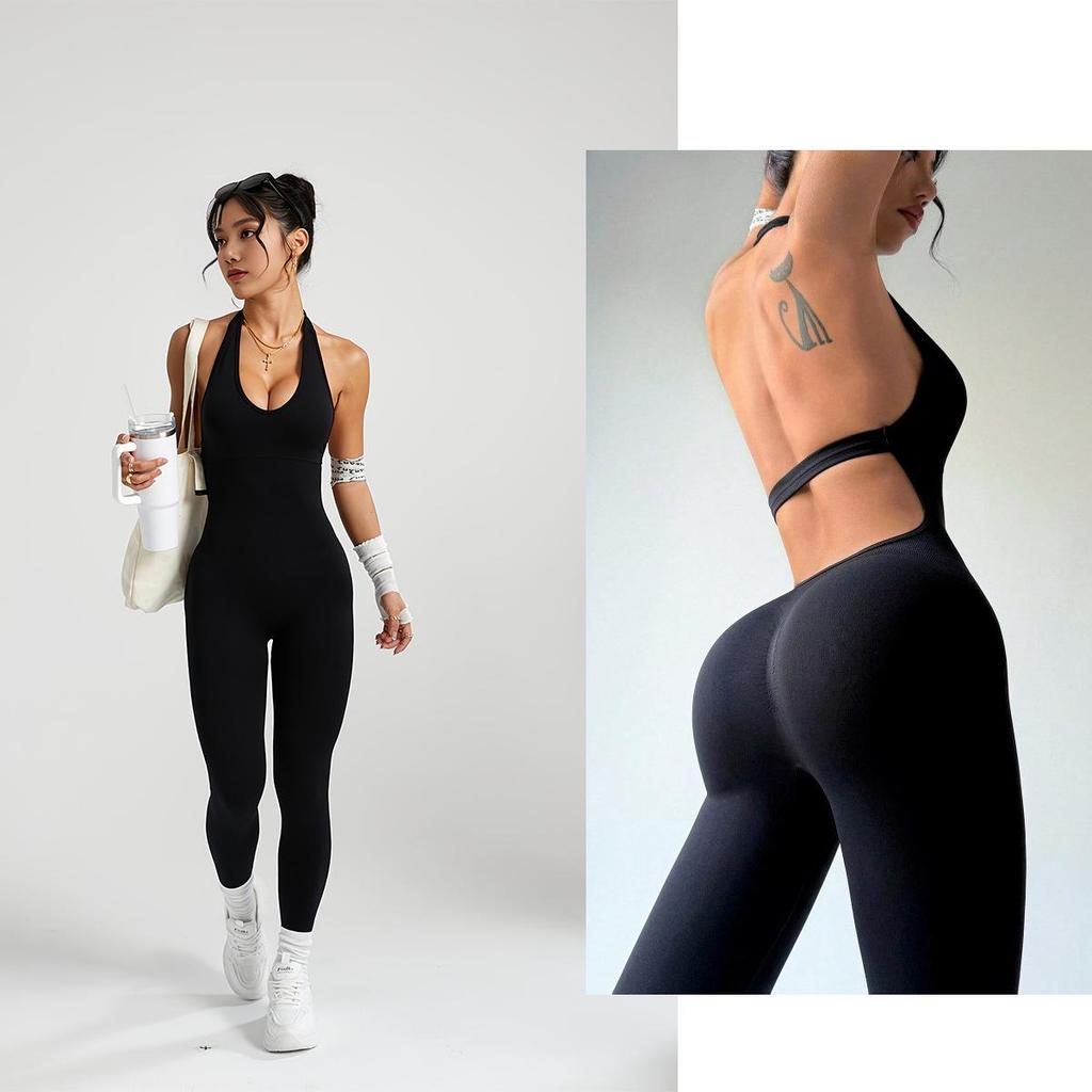 Oblíbená dámská bezešvá jógová kombinéza - Elastické, přiléhavé fitness sportovní oblečení