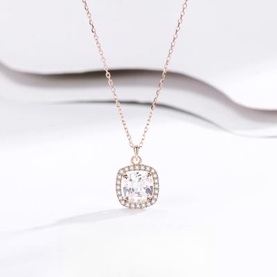 Shining Square Diamond Necklace Women's Niche Light Luxury Fashion High-end Ins Cold Style Jewelry Gift Women