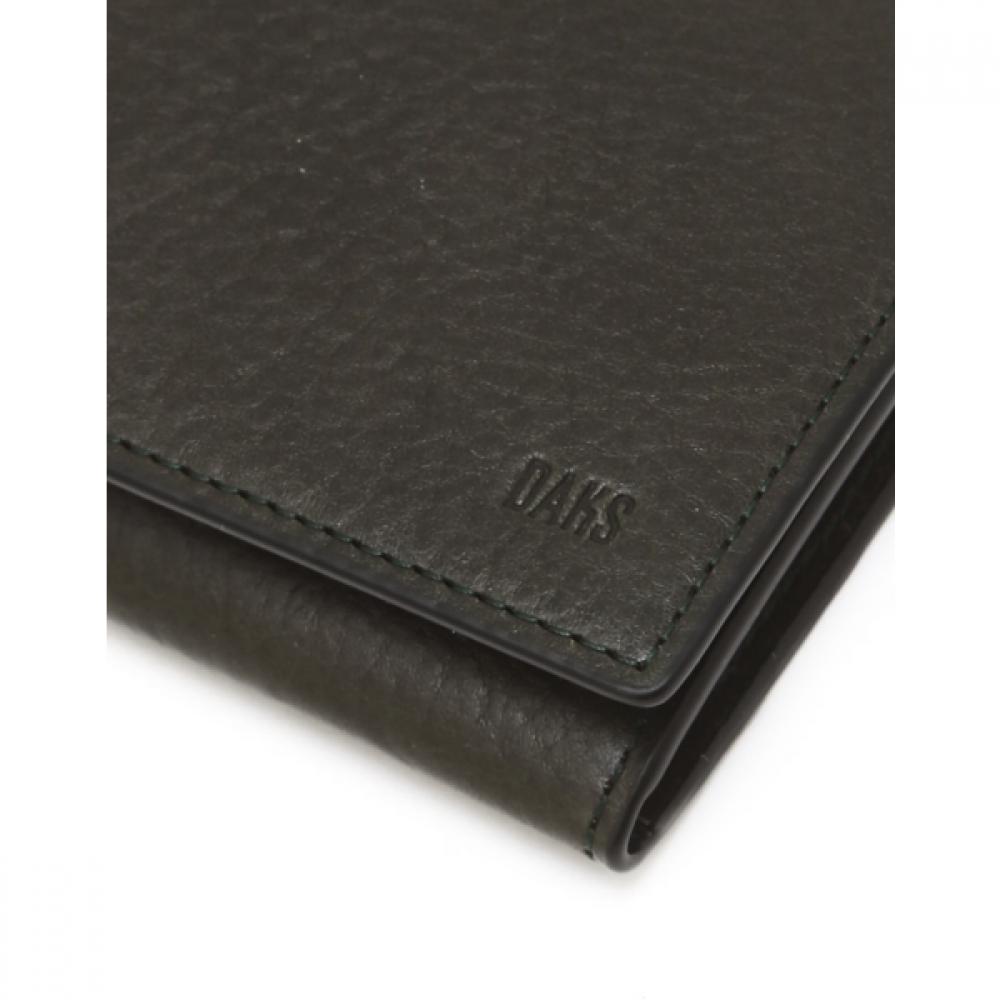Daks Khaki Embossed Logo Leather Card Wallet Dbho5fl04k3