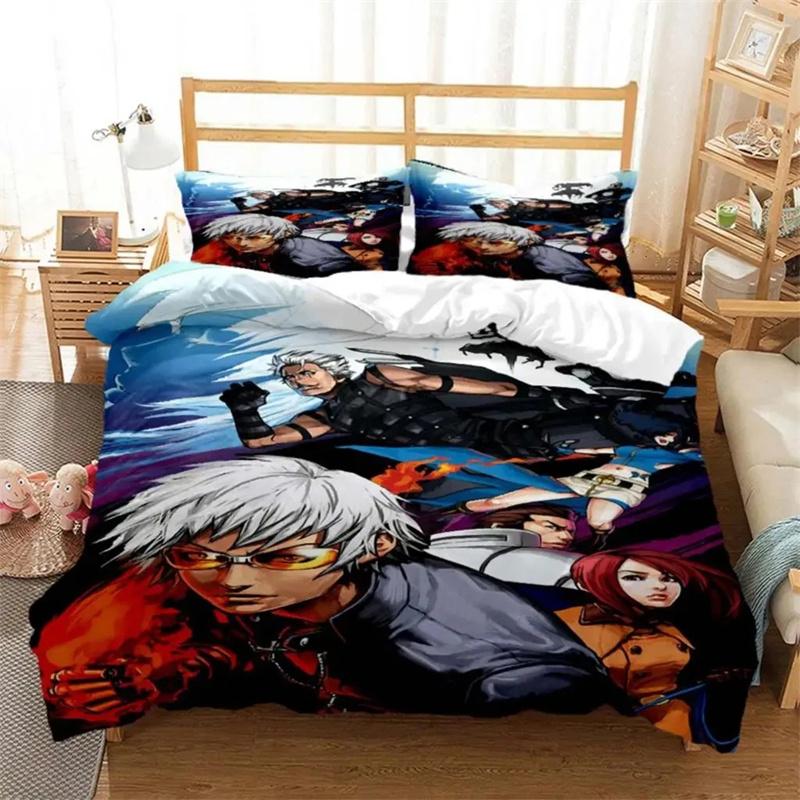 Anime King of Fighters KOF Bedding Set,Duvet Cover Comforter Bed Set Quilt Cover Pillowcase,King Queen Twin Size Boys Girls