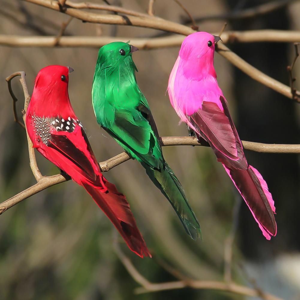 Colorful Artificial Birds Fake Foam Animal Simulation Feather Birds Models Horticultural Tree Branch Decoration Garden Decor