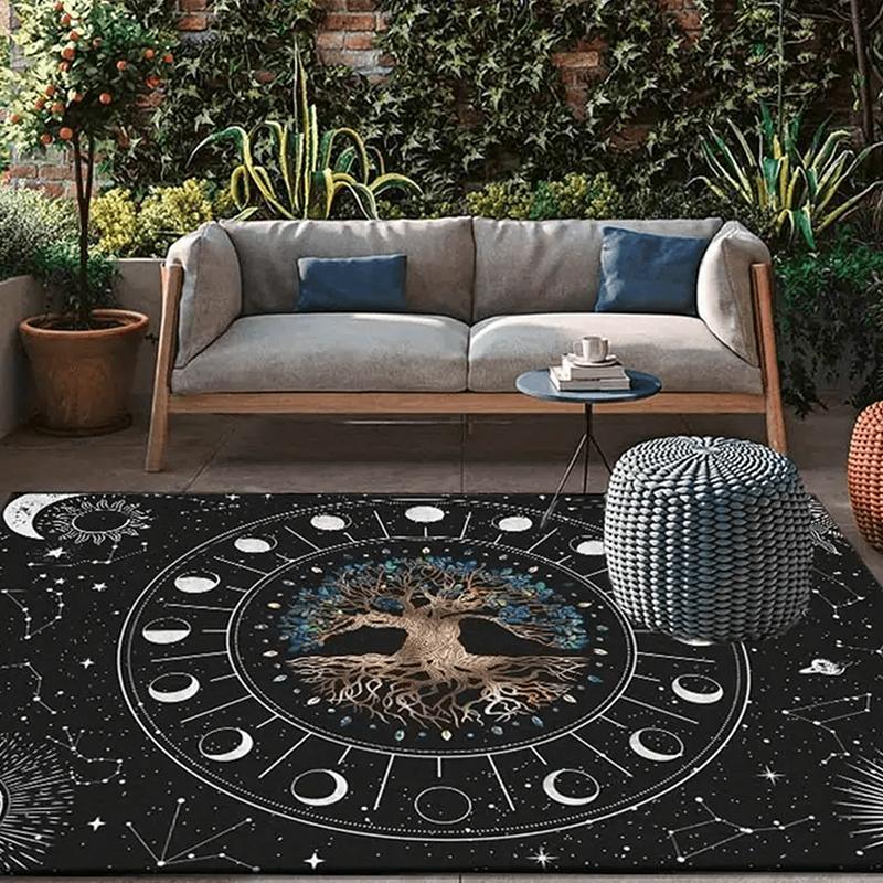 Exclusive Lunar Eclipse World Tree Pattern Carpet with Home for Living Room Bedroom Entryway Kitchen Bathroom Gaming Room Decor