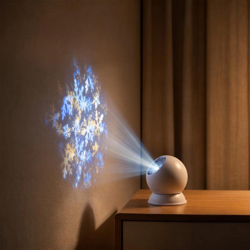 Led Snowflake Christmas Ambient Projector Light Lenses 360 Rotating Base For Bedroom Party Living Room Decor