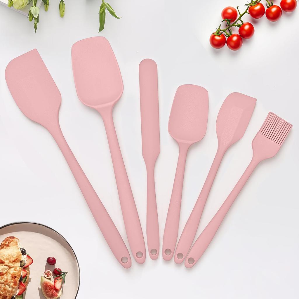 6 Pieces Silicone Spatula Set, Rubber Spatulas Silicone Heat Resistant Spatula Set for Kitchen Use, Food Grade Rubber Spatula with Ergonomic Grip,