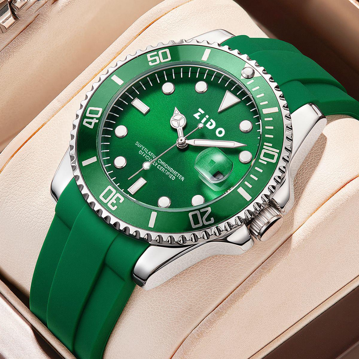 

ZIDO Мужские Зеленый Призрак 1901: Водонепроницаемые, Светящиеся, Автоматические Кварцевые Модные Часы No Gift Box зелёный