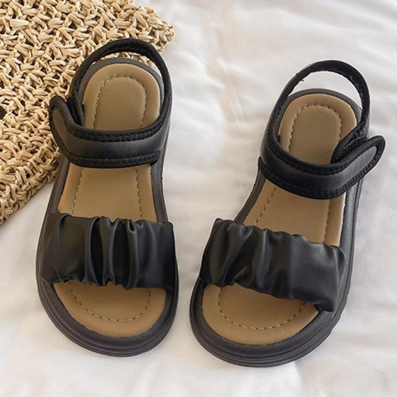 New Children's Sandals Summer School Open-toe Girls Beach Sandals Fashion Thick Bottom Kids Black Beige Causal Sandals Non-slip