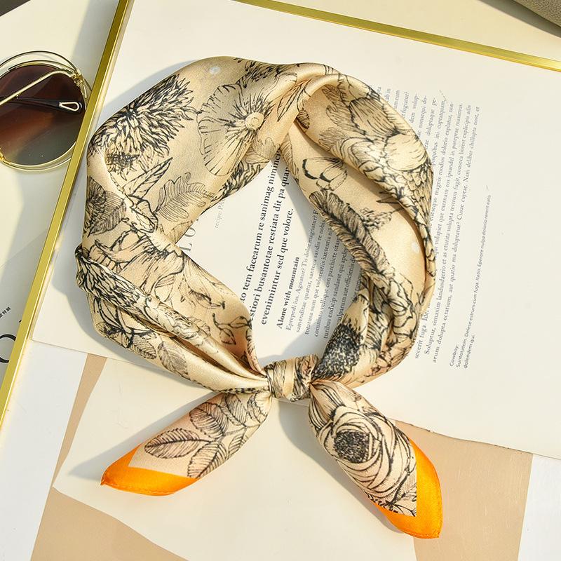 53*53cm Moteskjerf dame simulert silke firkantskjerf pannebånd