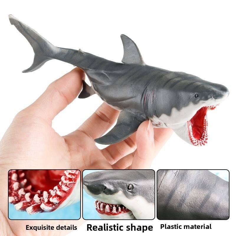 Marine Creature Model Large White Shark Toy With Biting Jaws For Educational Use