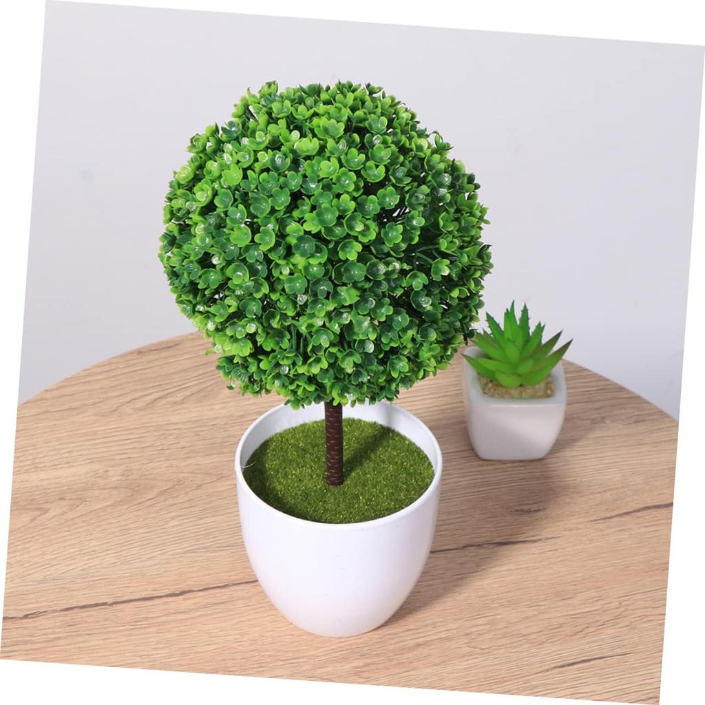 2pcs Artificial Plants Outdoor Decor Artificial Greenery In Pots Potted Topiary Trees Tabletop Artificial Topiary Fake Tree In Pot Simulated Snowball