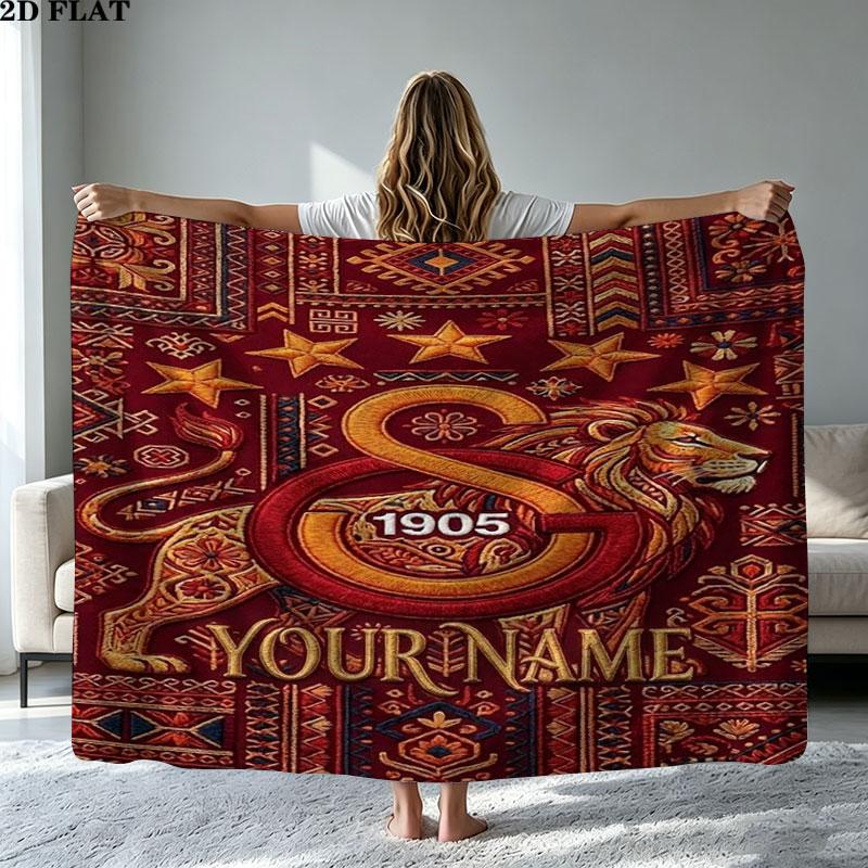1PC Galatasaray S Custom Name Patterned Flannel Blanket Suitable For All Seasons for Home Decor Warmth and Comfort Gifts Holiday Present